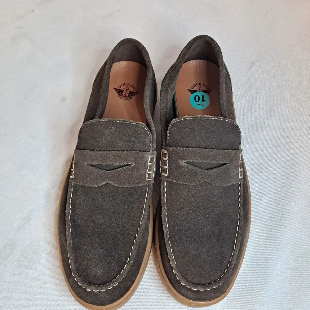 Dockers Mens 10M Vaughn Suede Leather Casual Slip-On Penny Loafer Shoe Brown