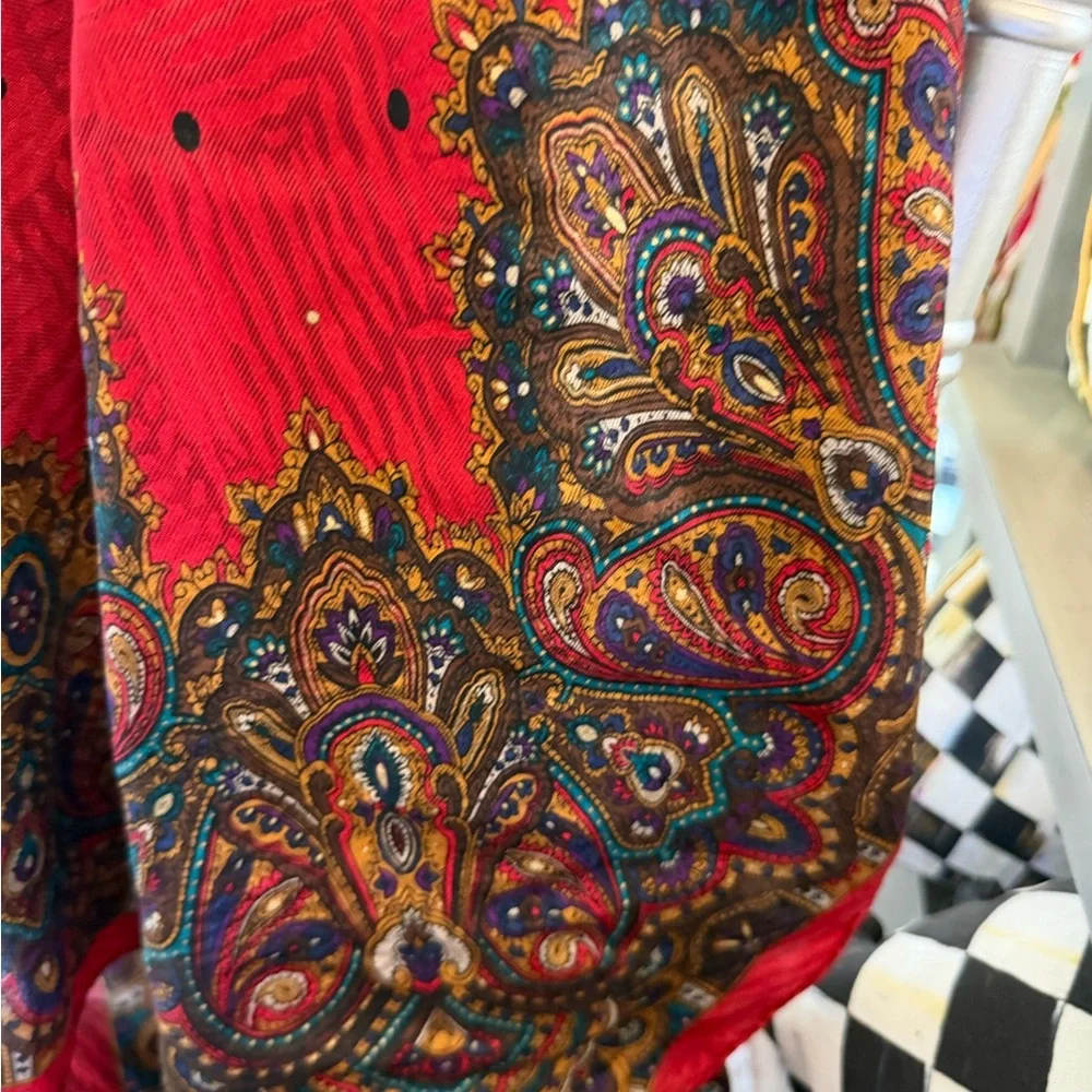 Christian Dior Red Patterned Scarf