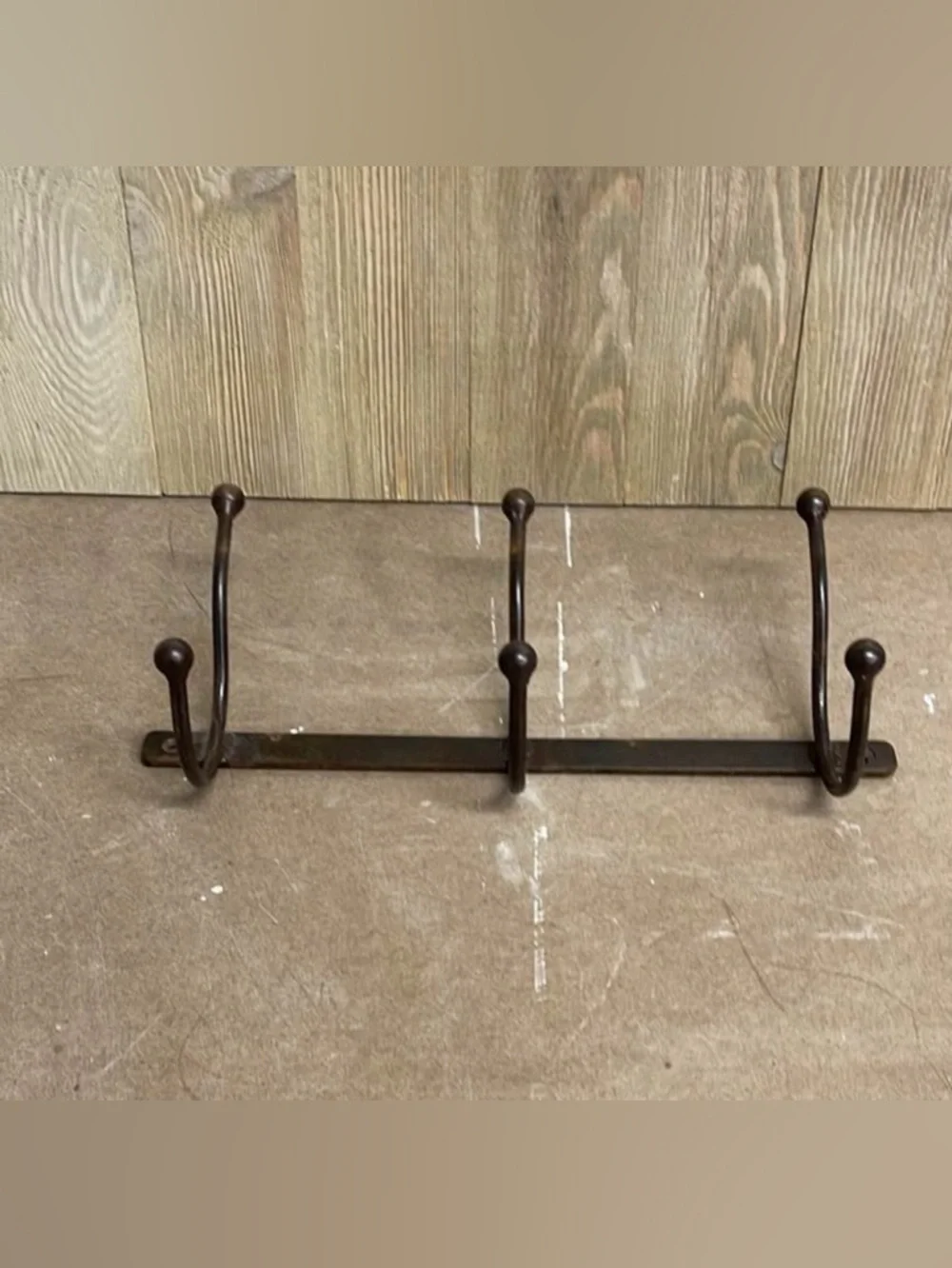 Antiqued brown black 13.5 inch iron wall mounted three hook coat rack
