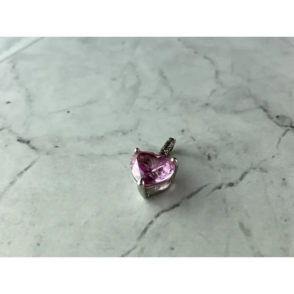 925 Sterling Silver Morganite and CZ 
