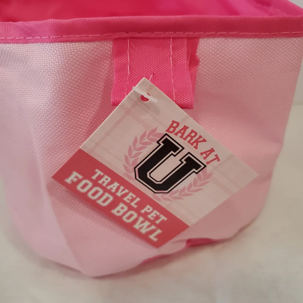Pink Collapsible Travel Dog Bowl