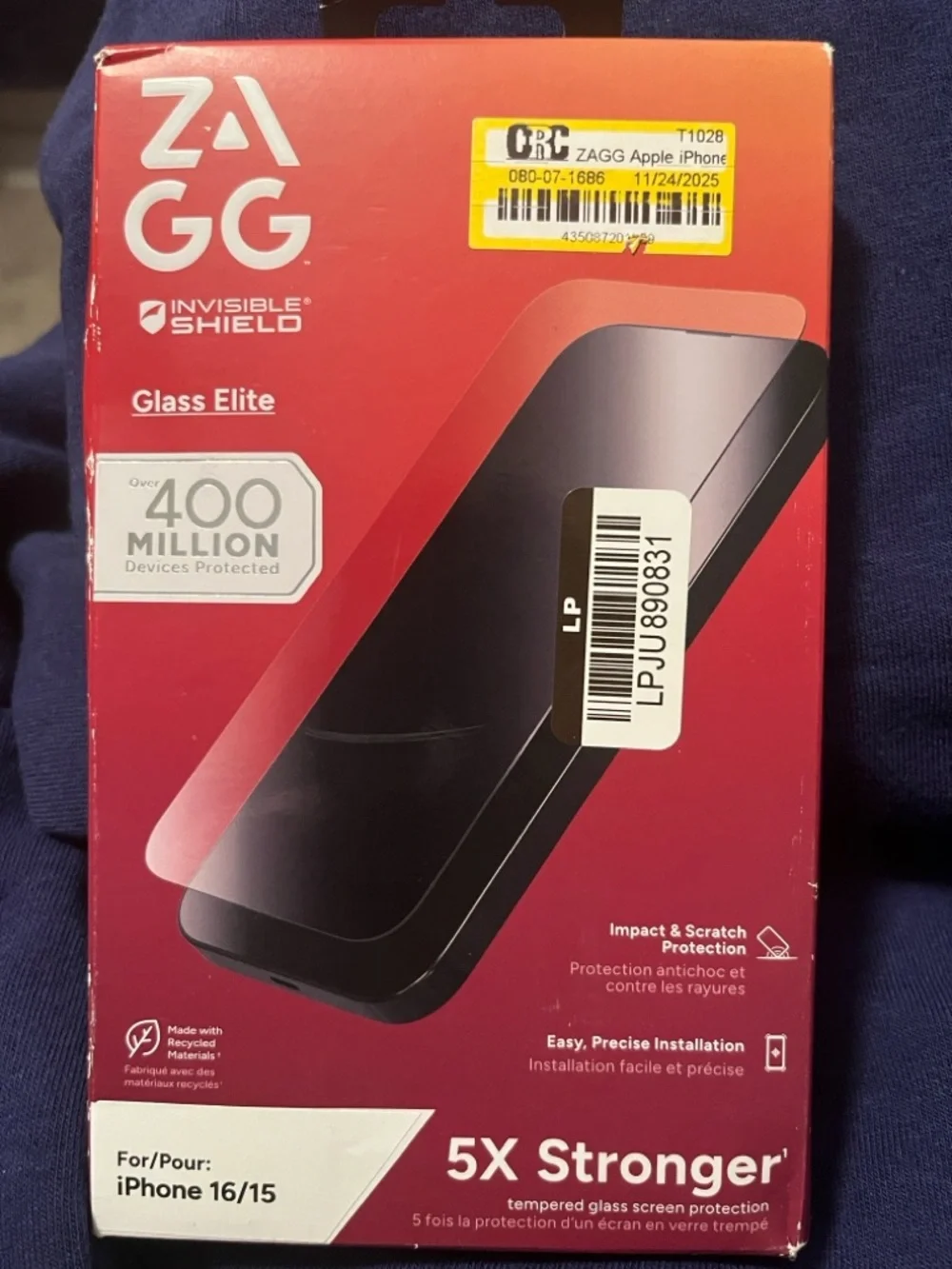 Glass Elite Screen Protector for iPhone 16/15 - Red Packaging