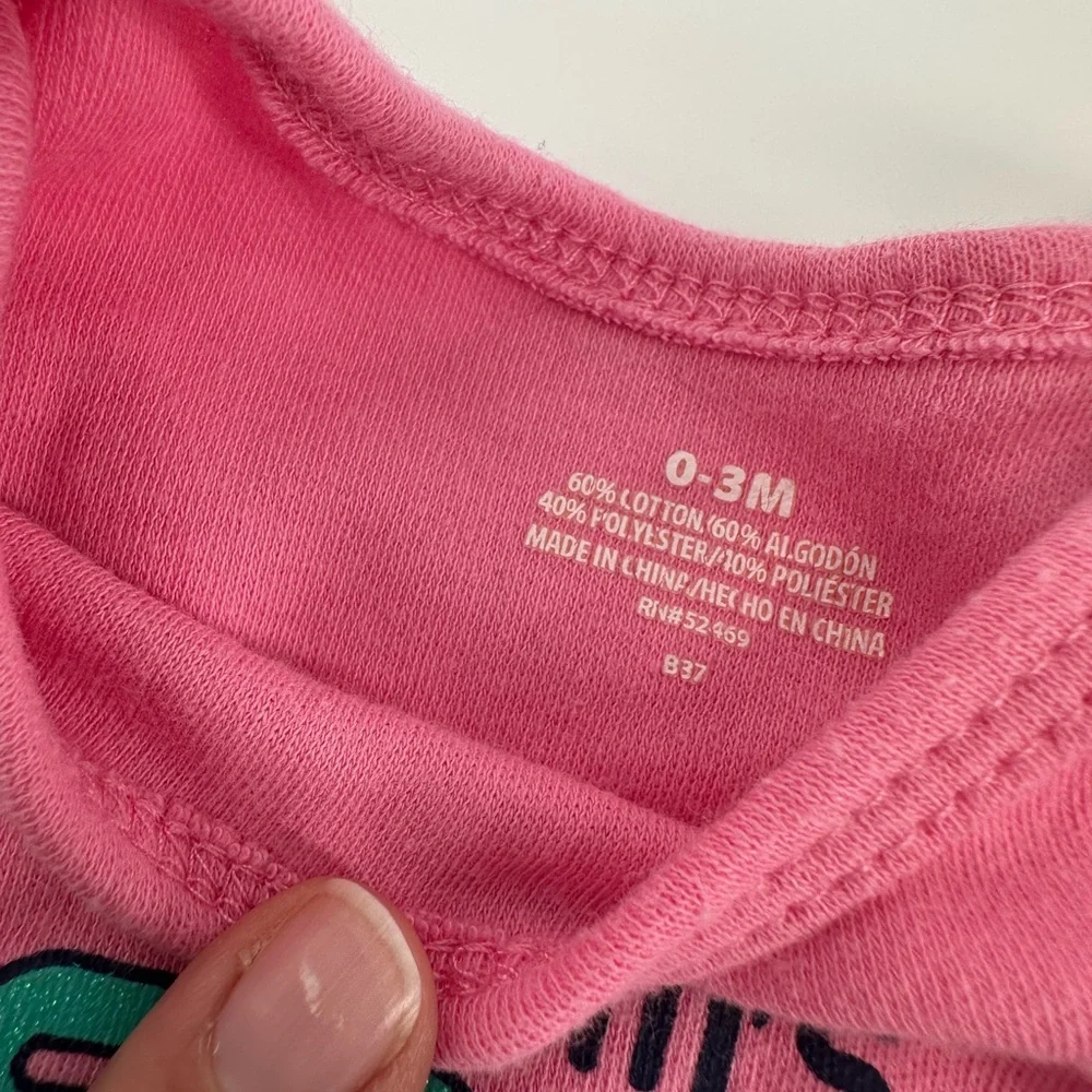 Set of 4 Baby Onesies in Pink and Purple Girl Bodysuits Spring Summer 0-3 Months