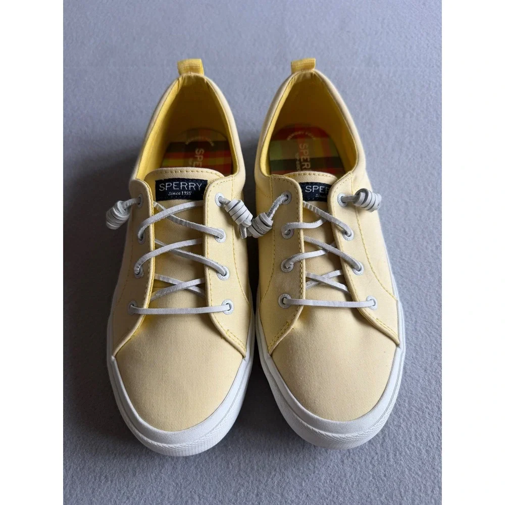 Sperry Crest Vibe Yellow Canvas Sneakers Womens 9.5 Low Top Shoes