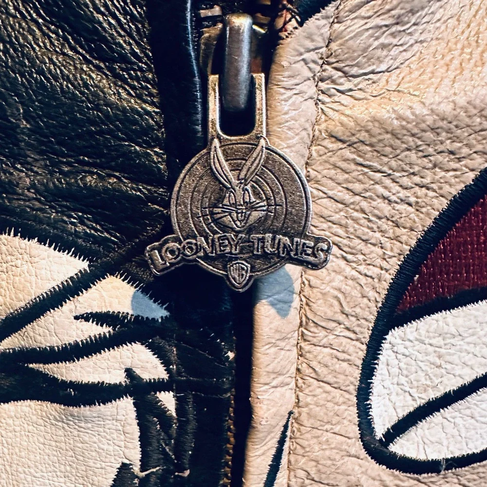 Looney Tunes Urban Gear Vintage Leather Jacket with Bugs, Taz, Marvin & Yosemite