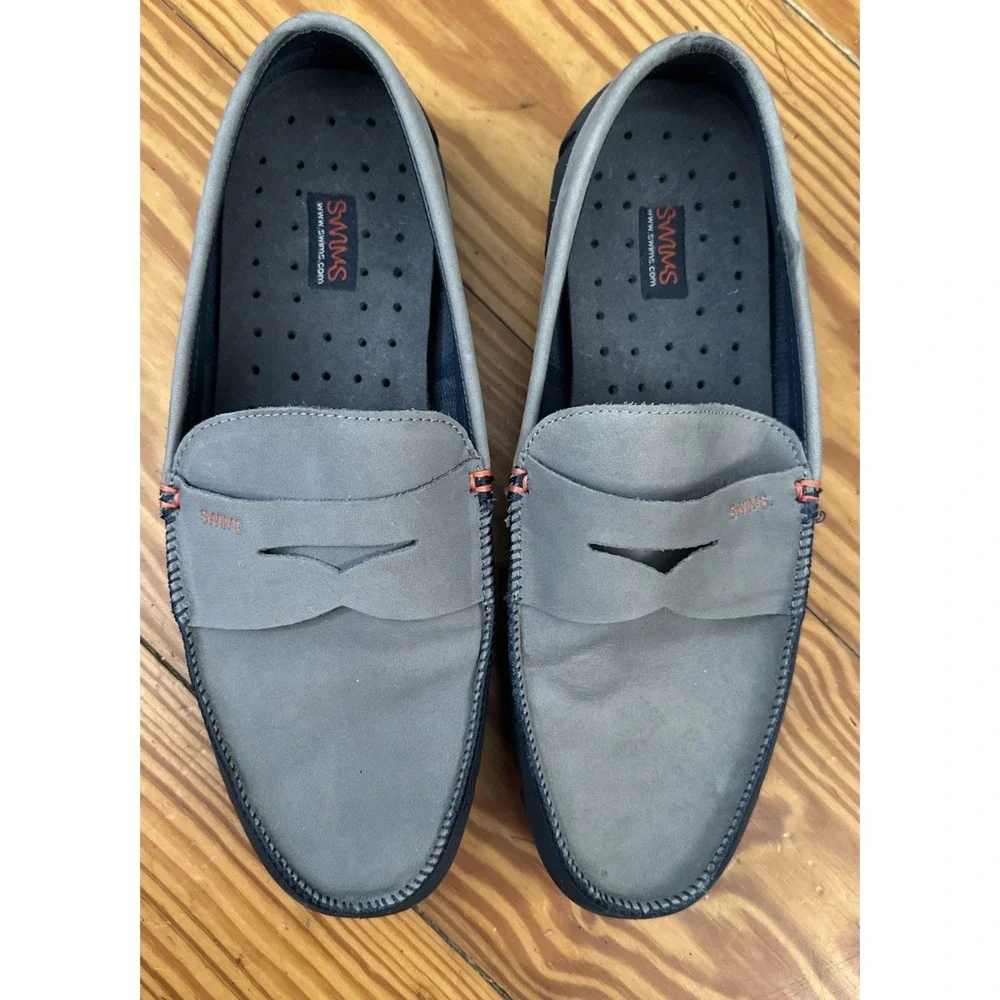 SWIMS Penny Loafer Waterproof Shoes Mens SZ 9 Grey Slip On Moccasins Casual