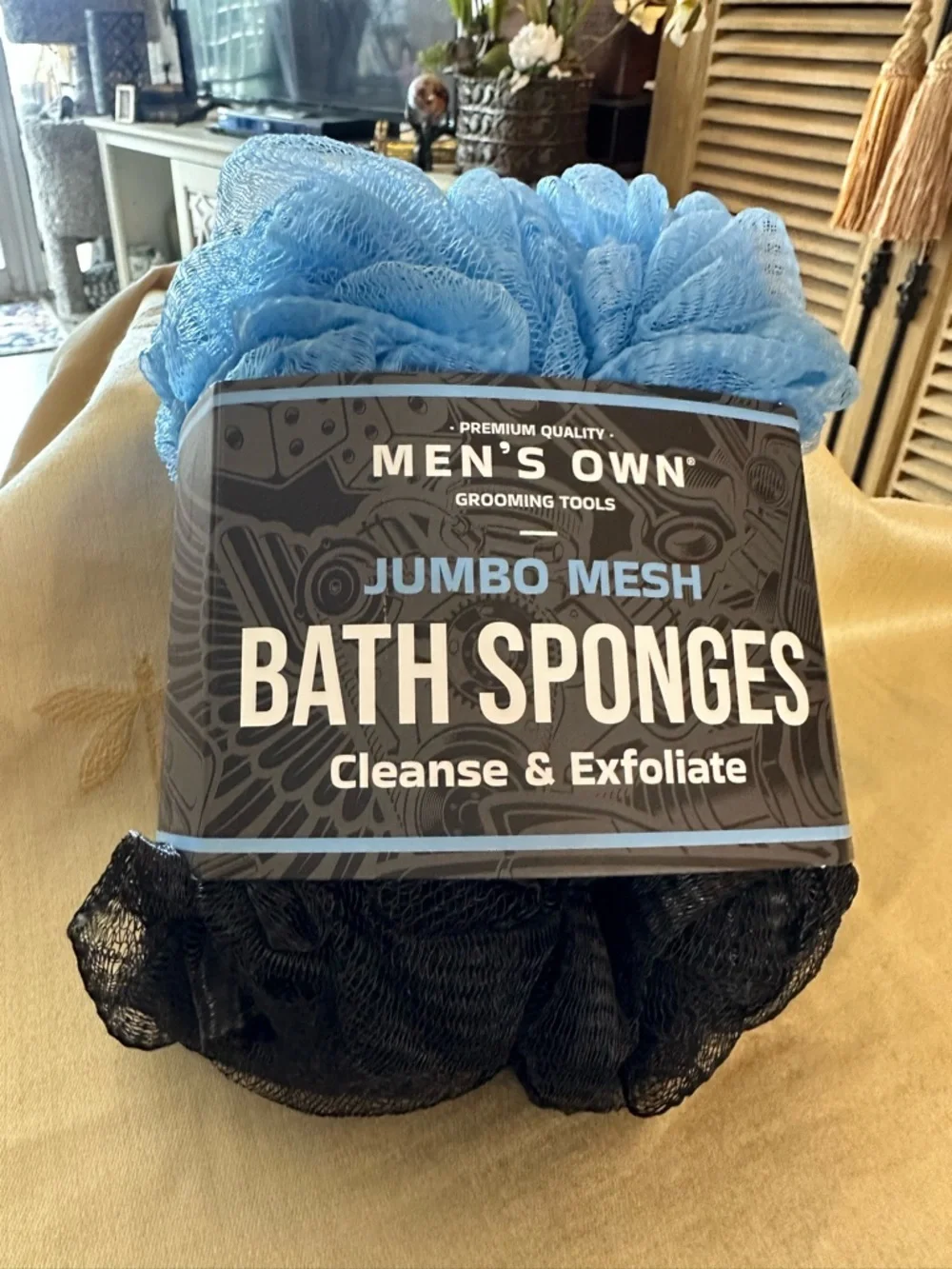 Men’s Own Grooming Tools. Jumbo Mesh Bath Sponges. Cleanse & Exfoliate. 2 Pack.