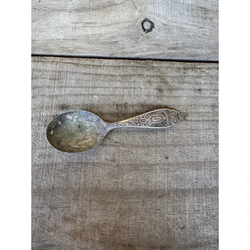 Vtg Silver-Plate WM Rogers‎ Birth Record Baby Spoon Stork Engraved Michael 1958