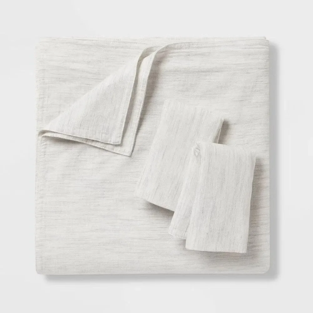 Threshold 3pc Full/Queen Space Dyed Cotton Linen Duvet Cover & Sham Set Gray