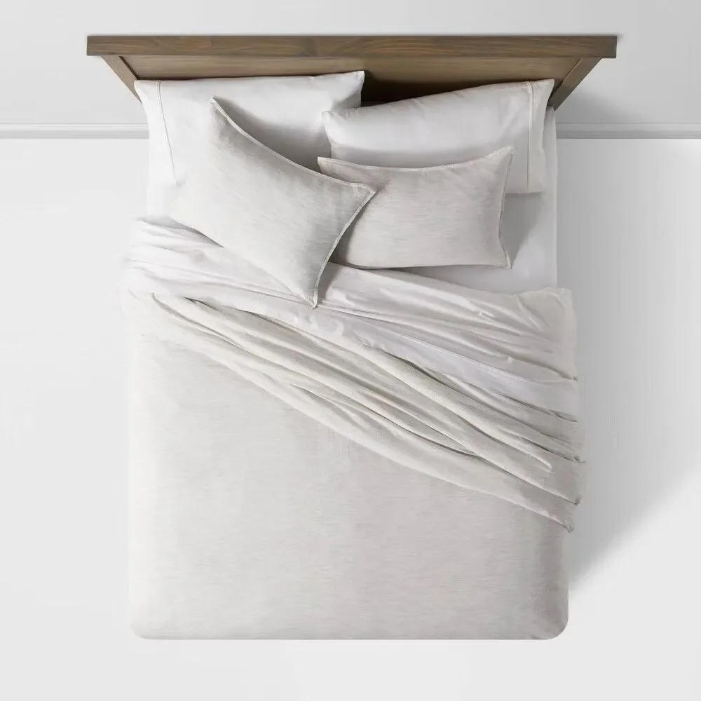 Threshold 3pc Full/Queen Space Dyed Cotton Linen Duvet Cover & Sham Set Gray