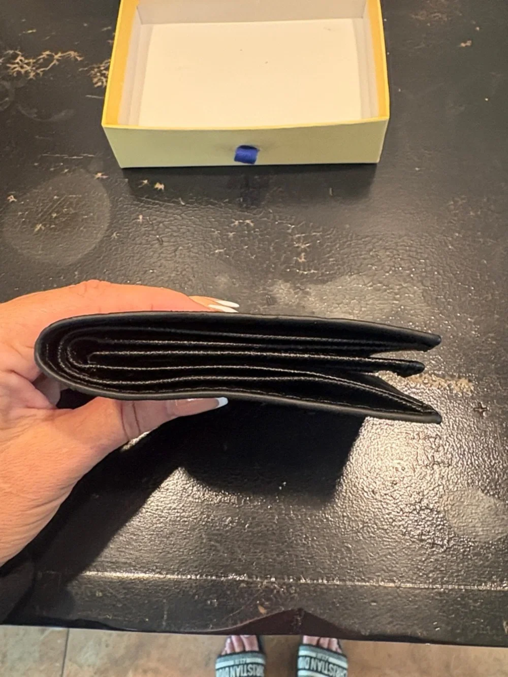 Fashion Black embossed with letters Leather Wallet