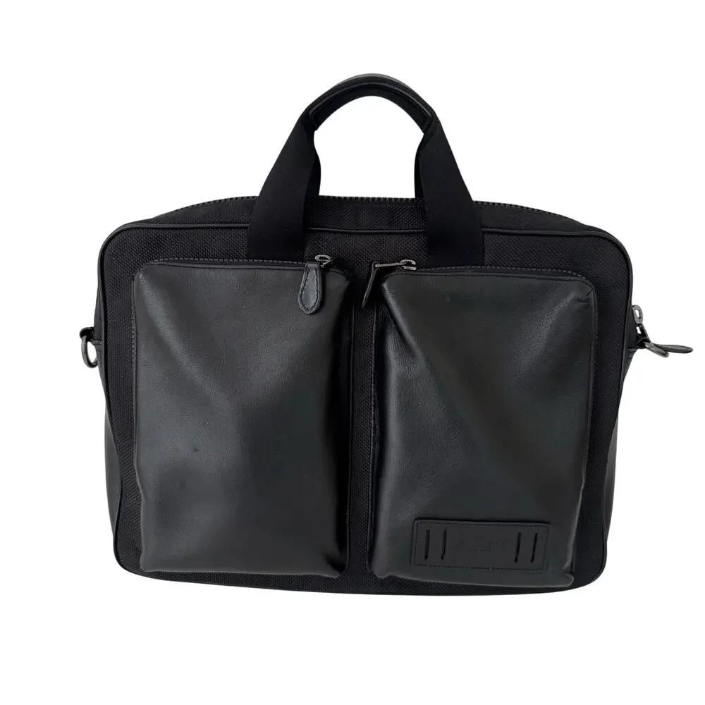 Coach Rider Briefcase Leather Nylon Business Travel Laptop Bag Black 6705