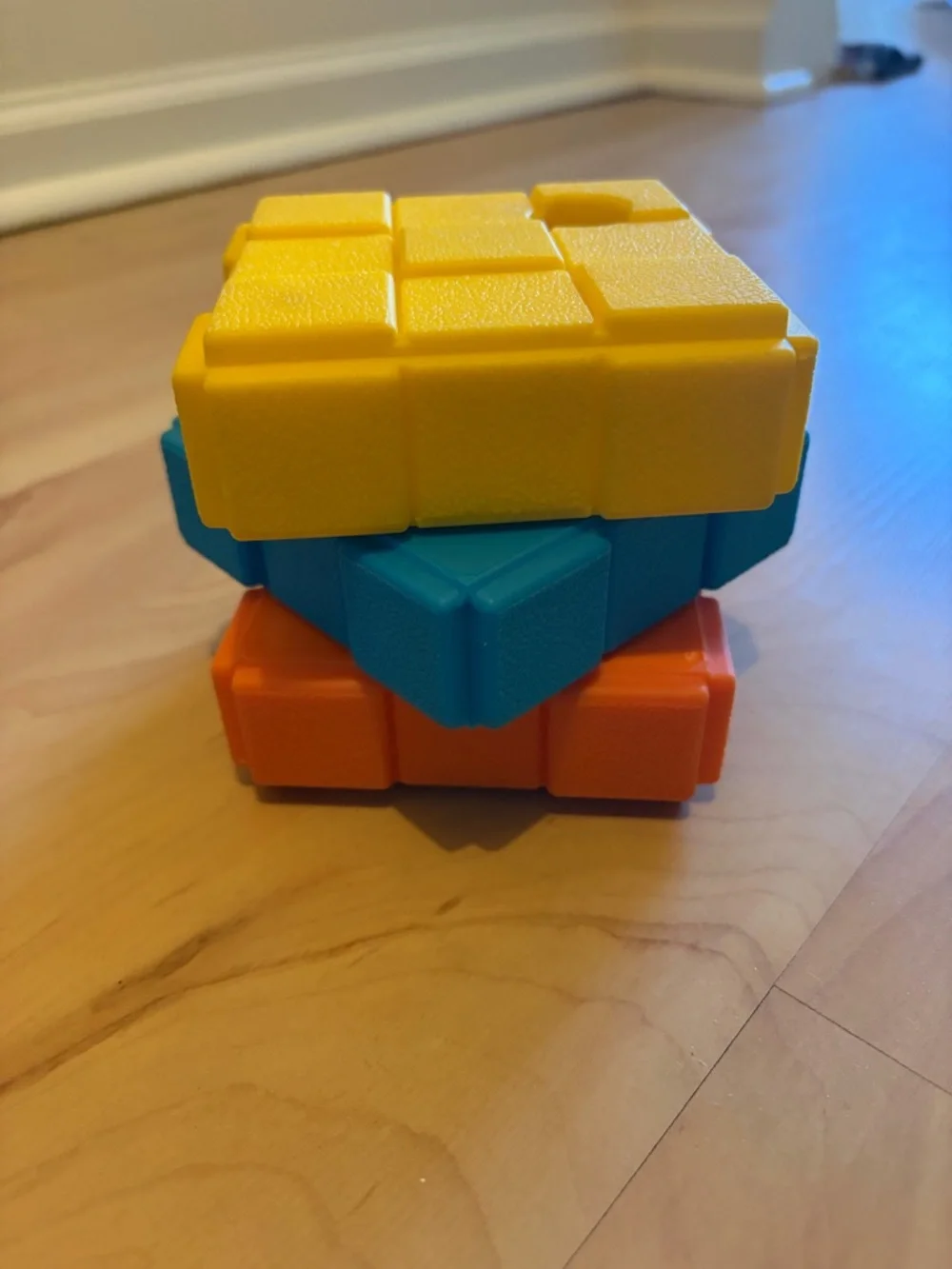 Dog Treat Puzzle Blocks Toy - Yellow, Blue, Orange