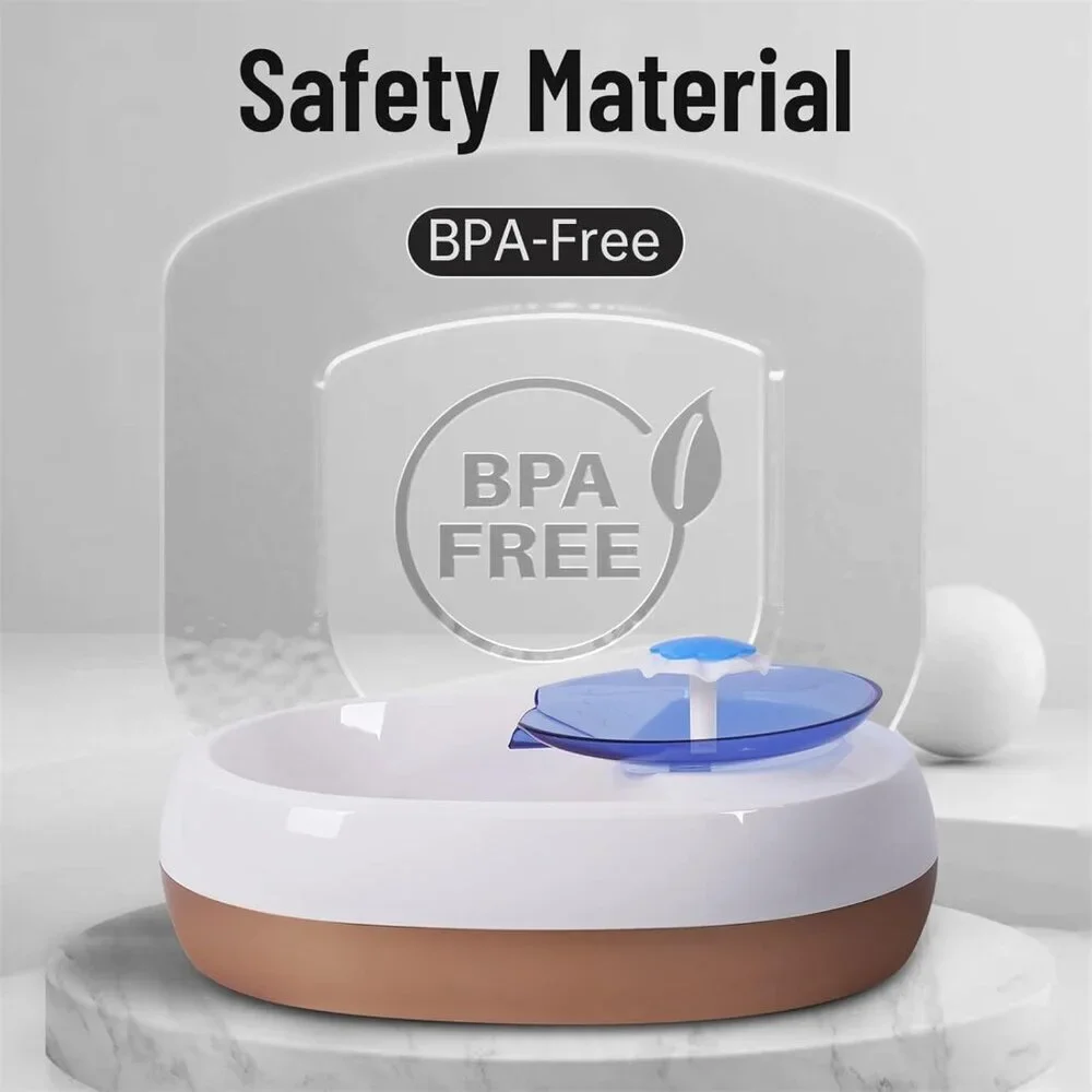 Automatic 2.4L Pet Fountain Water Dispenser No Spill Bowl w/ 3 Washable Filters
