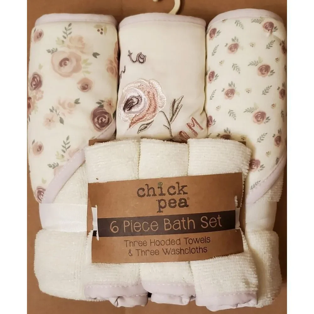 Cutie Pie Baby - Chick Pea 6 piece Bath Set, New‎ - Free Ship!