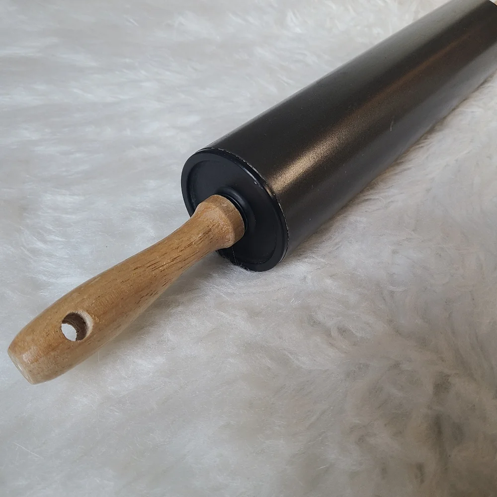 Gray Rolling Pin with Wooden Handles