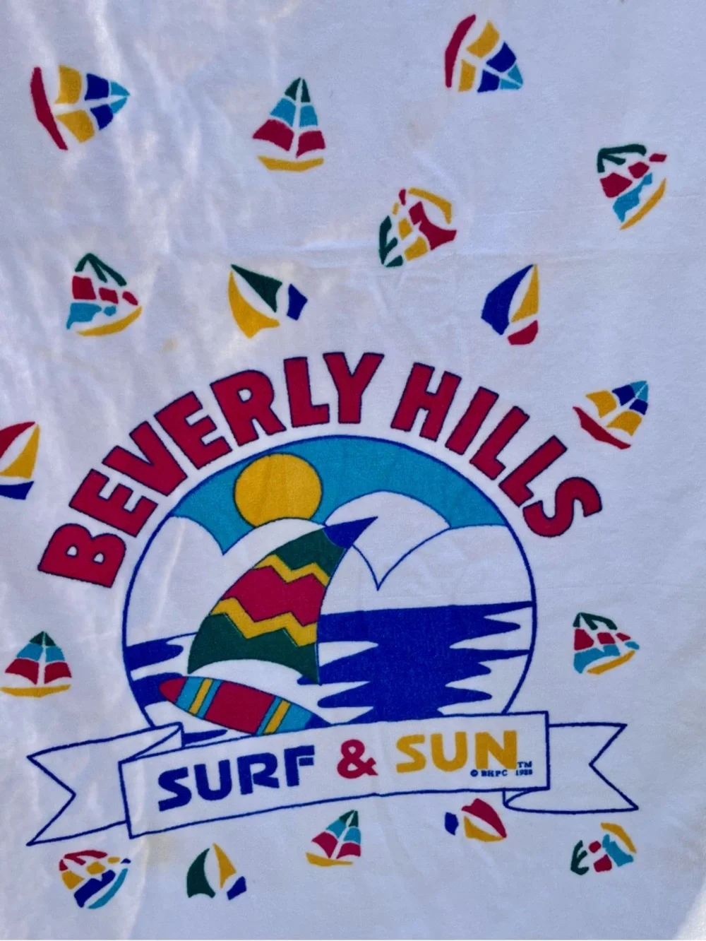 Beach Towel Beverly Hills Surf & Sun Polo Club Vintage Sailboard Sailboat BHPC