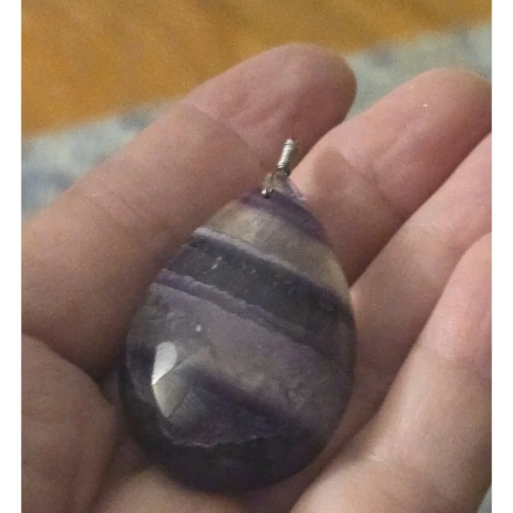 Purple Polished Fluorite Stone For Pendant Healing