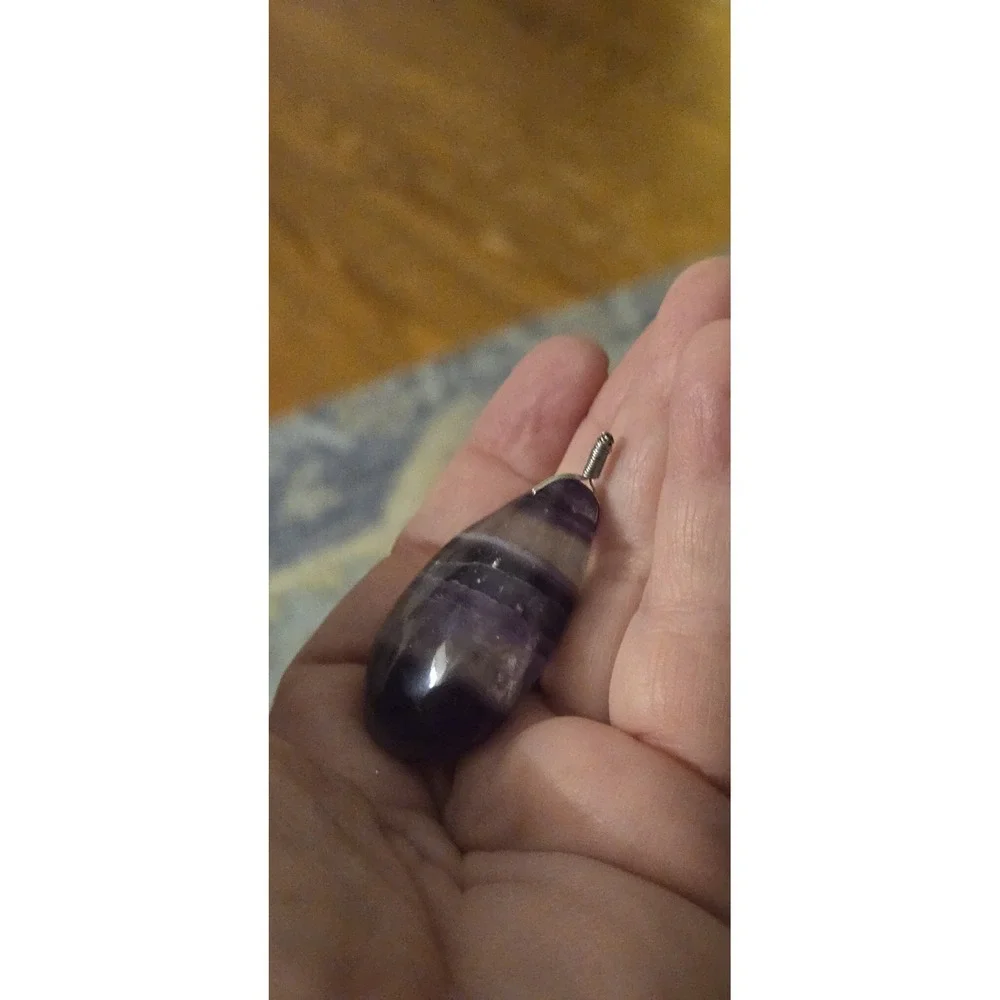 Purple Polished Fluorite Stone For Pendant Healing
