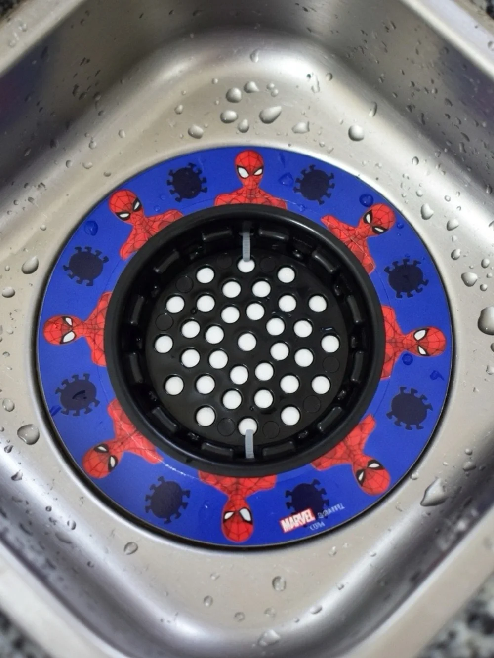 Marvel Spider-Man Blue & Red Sink Strainer with Black Insert