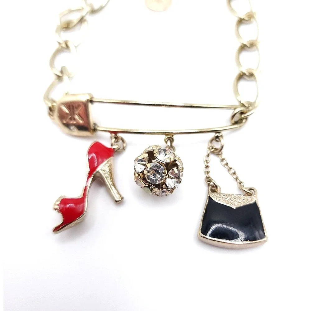 Kardashian Kollection Gold Charm Bracelet Heel Handbag Crystal