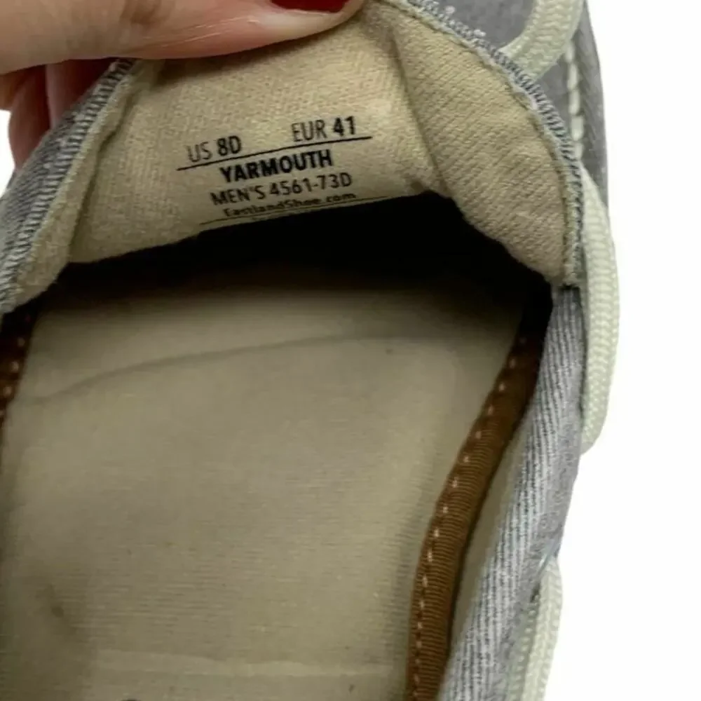 Eastland Men's Yarmouth 1-Eye Canvas Gray Boat Shoes 8D