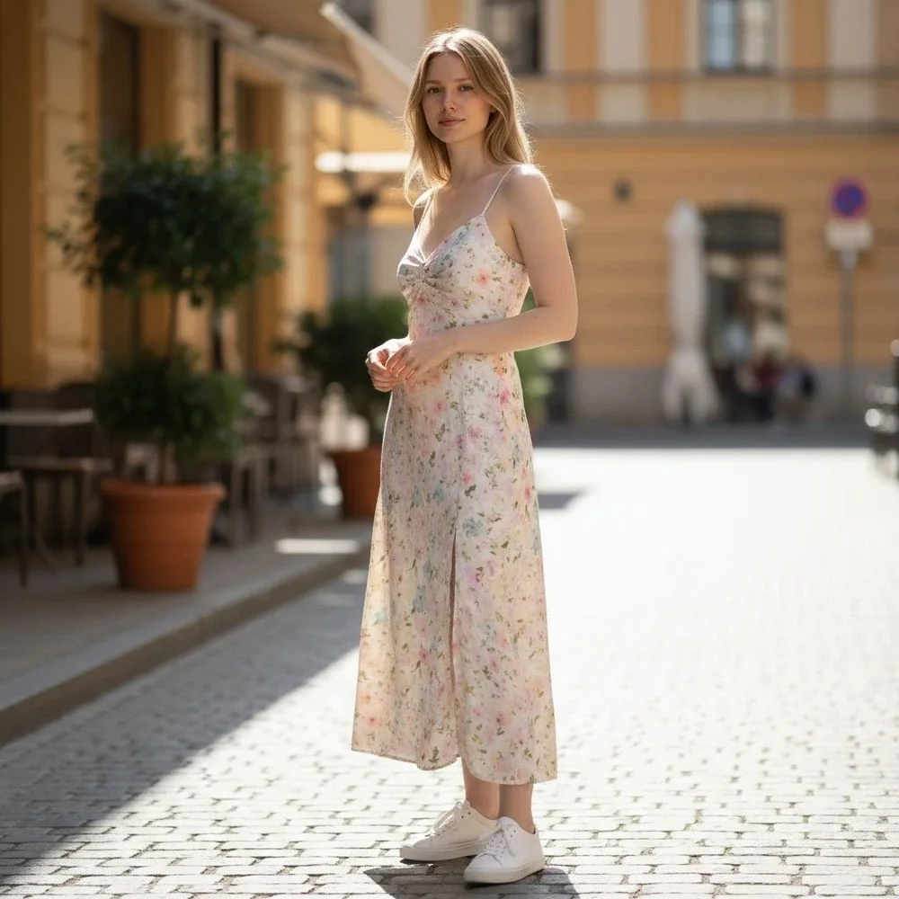 Abercrombie & Fitch Floral Midi Dress Summer Spaghetti Strap Sundress‎ Size S