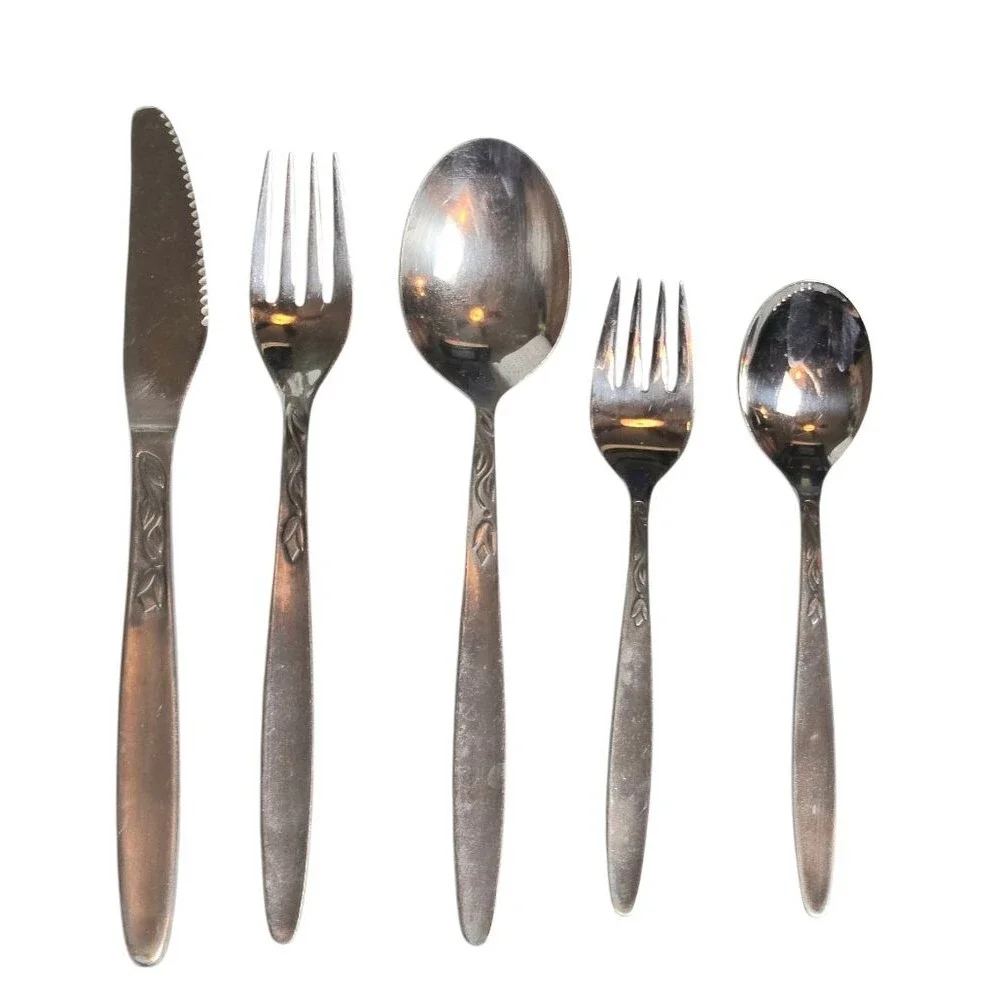 Amefa‎ Holland Tulip Time Mid Century Stainless Steel 39pc. Partial Flatware Set