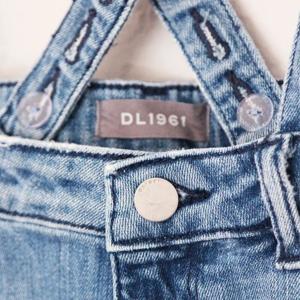 DL1961 Girl's 14 Jenny Overall Denim Skirt Searsy Adjustable Ruffle Straps Blue