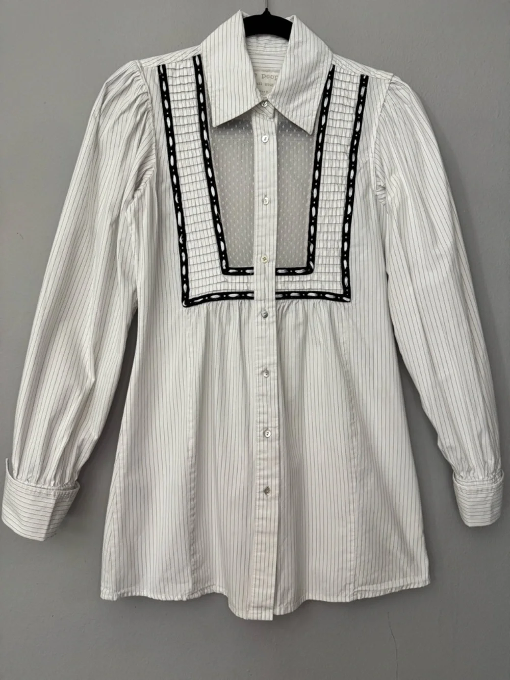 Free People Shirt Womens 0 White Tunic Button Front Top Boho Cottage Prairie