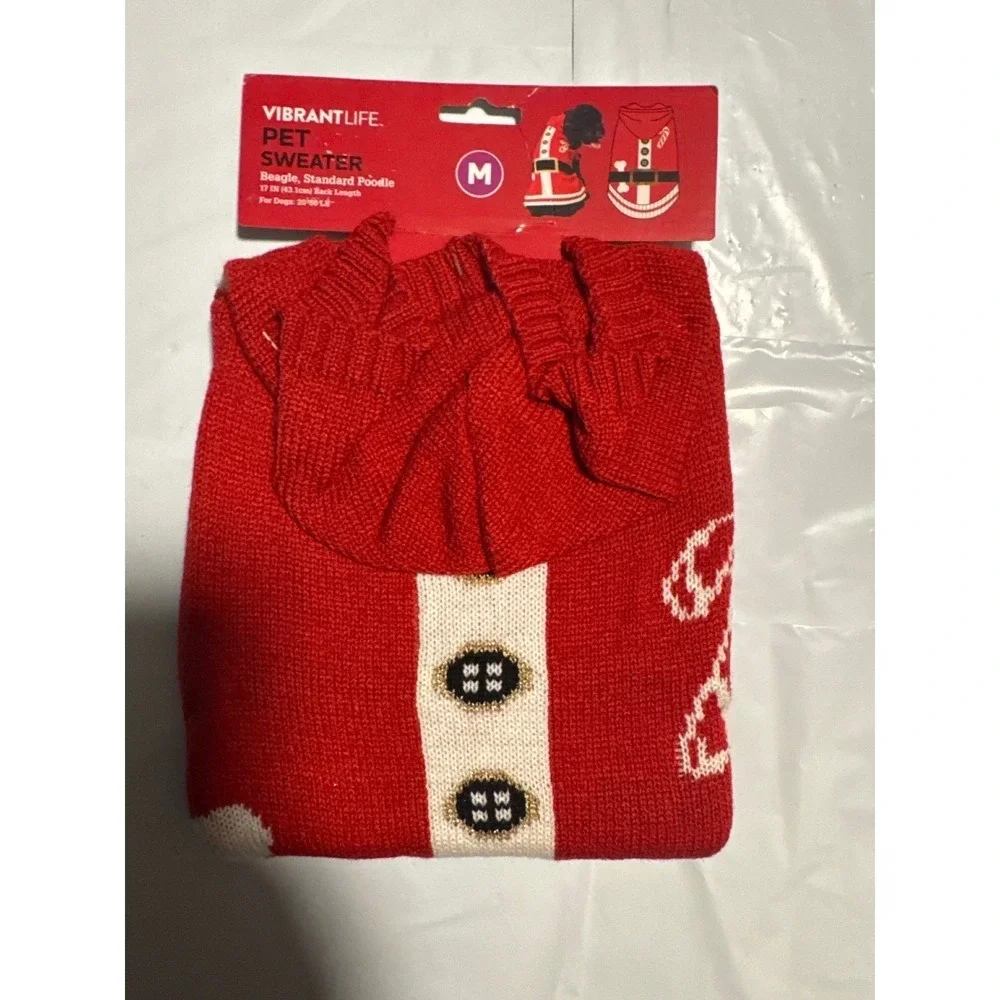 New Vibrant Life Pet Sweater Medium Red Holiday Dog Costume Beagle Poodle