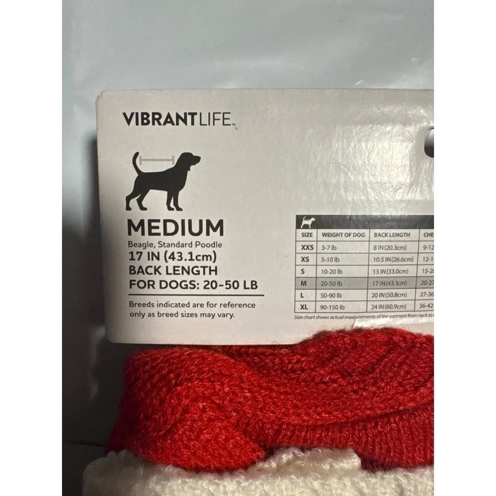 New Vibrant Life Pet Sweater Medium Red Holiday Dog Costume Beagle Poodle