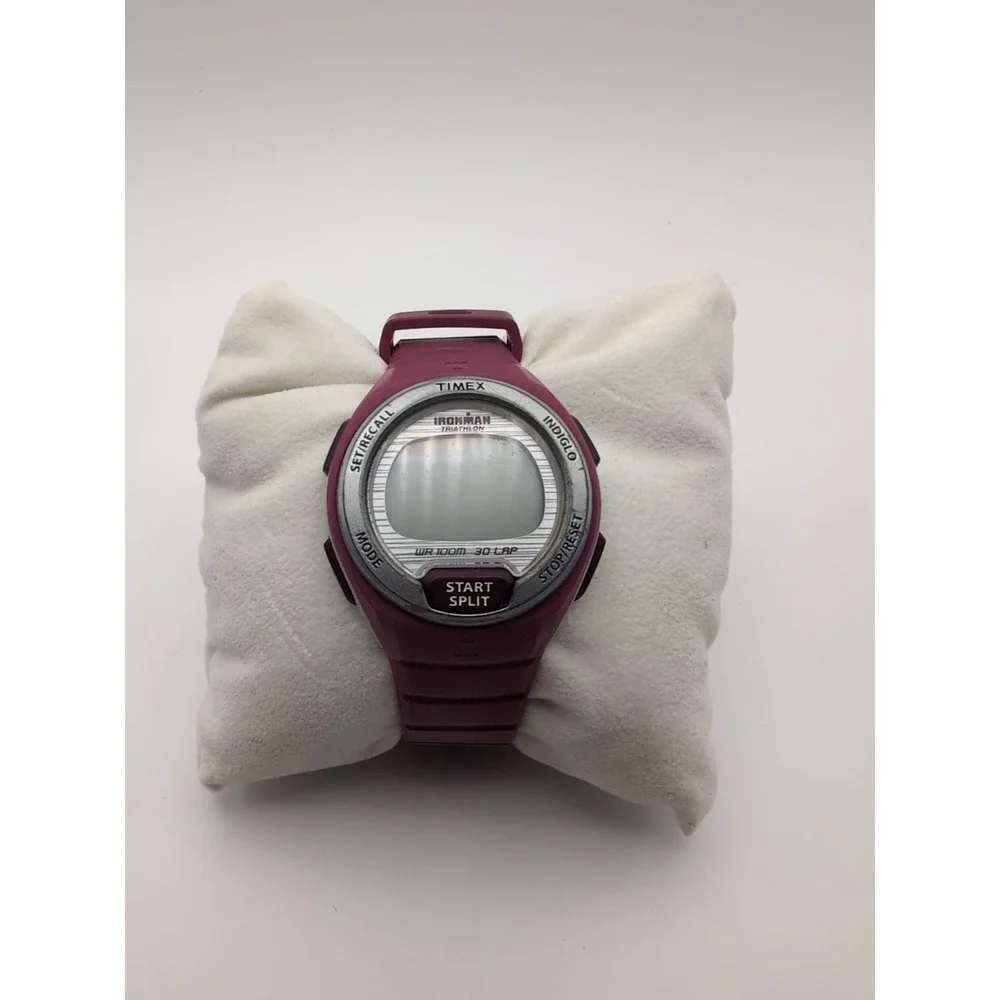 Timex Ironman Triathlon Watch Women 39mm Digital Pink Indiglo 30Lap NeedsBattery