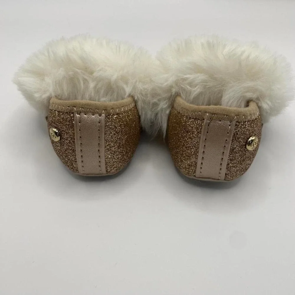 UGG Baby Infant Sparkle‎ Gold Fur Slip-On Shoes Size 0/1 USA Soft Sole