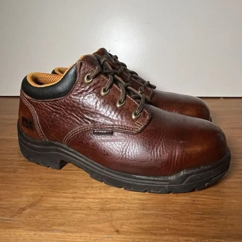 Vtg Timberland Pro‎ Series Mens 7.5 Shoes Chunky Brown 90s Y2K Platform Oxfords