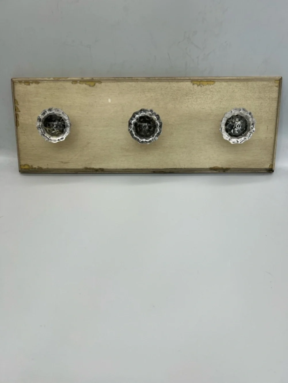 Glass Knob Wall Hook Board in Cream and Clear - Home Wall Decor