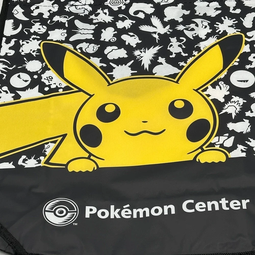 Pokemon Center Pikachu Reusable Tote Bag Black White Yellow Graphic Shopping Bag
