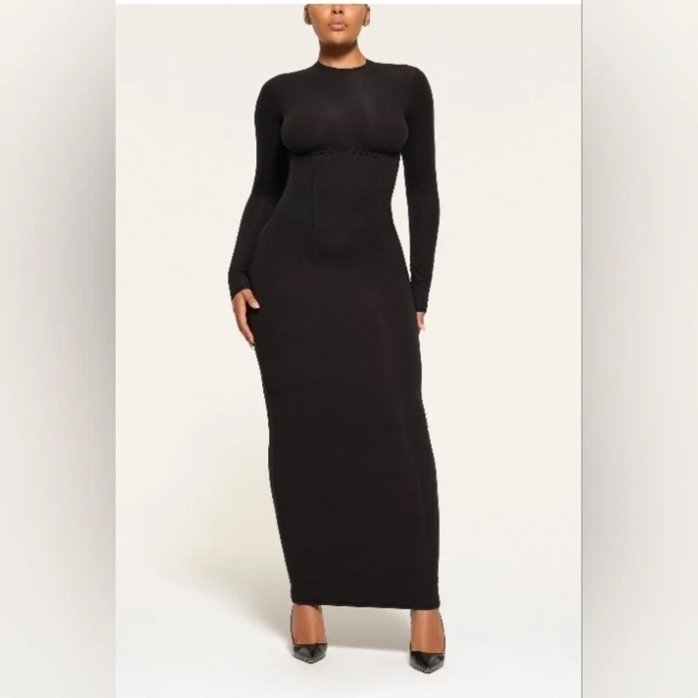 Skims long sleeve corset maxi dress.