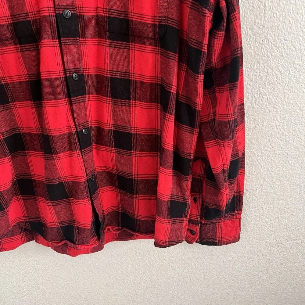Men's Red Black Buffalo Plaid Flannel Shirt  XL Grunge Workwear Lumberjack Gap