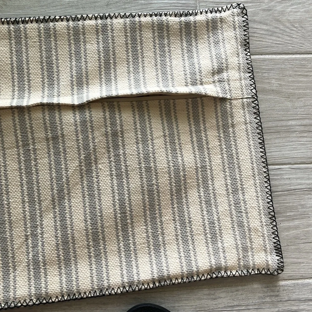 Pendleton Lyons cross stitch lumbar pillow cover striped Geo embroidered gray