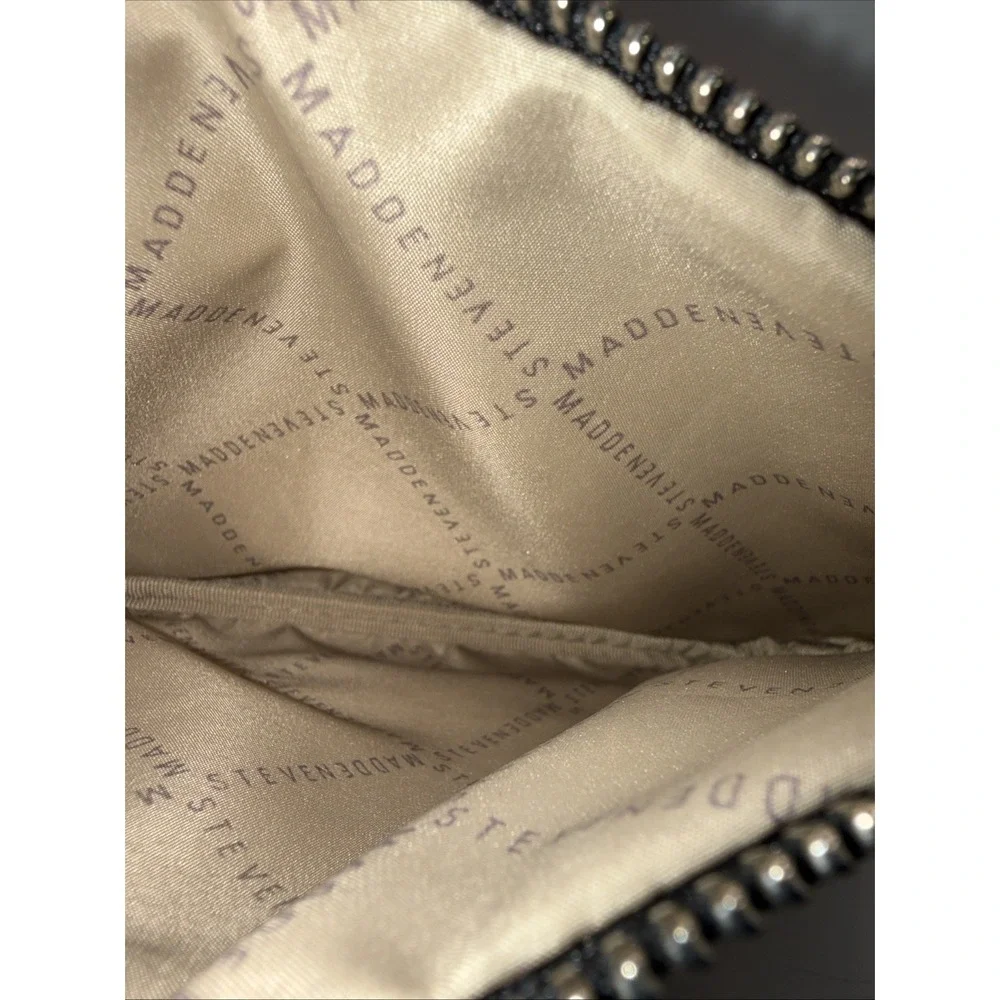 Steve Madden Black Wristlet Silver Faux Leather Wallet Coin Pouch