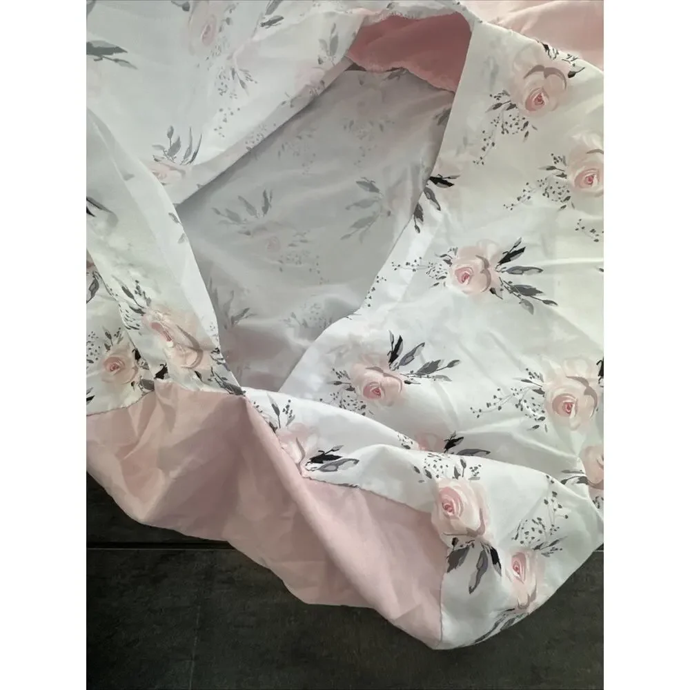 BEEWEED‎ Floral Crib Blanket Comforter, Skirt, Diaper Holder, Bear Rug Pink Rose