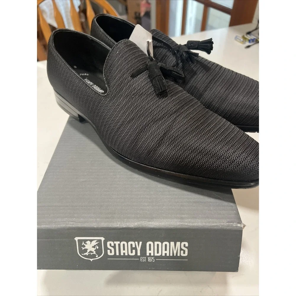 Stacy Adams Tazewell Mens Black Tassel‎ Slip On Low Top Dress Loafer Size 10.5 W