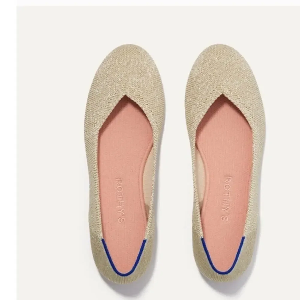 Rothy's Womens  Rounde toe  The Flat  light Gold Metallic size 8