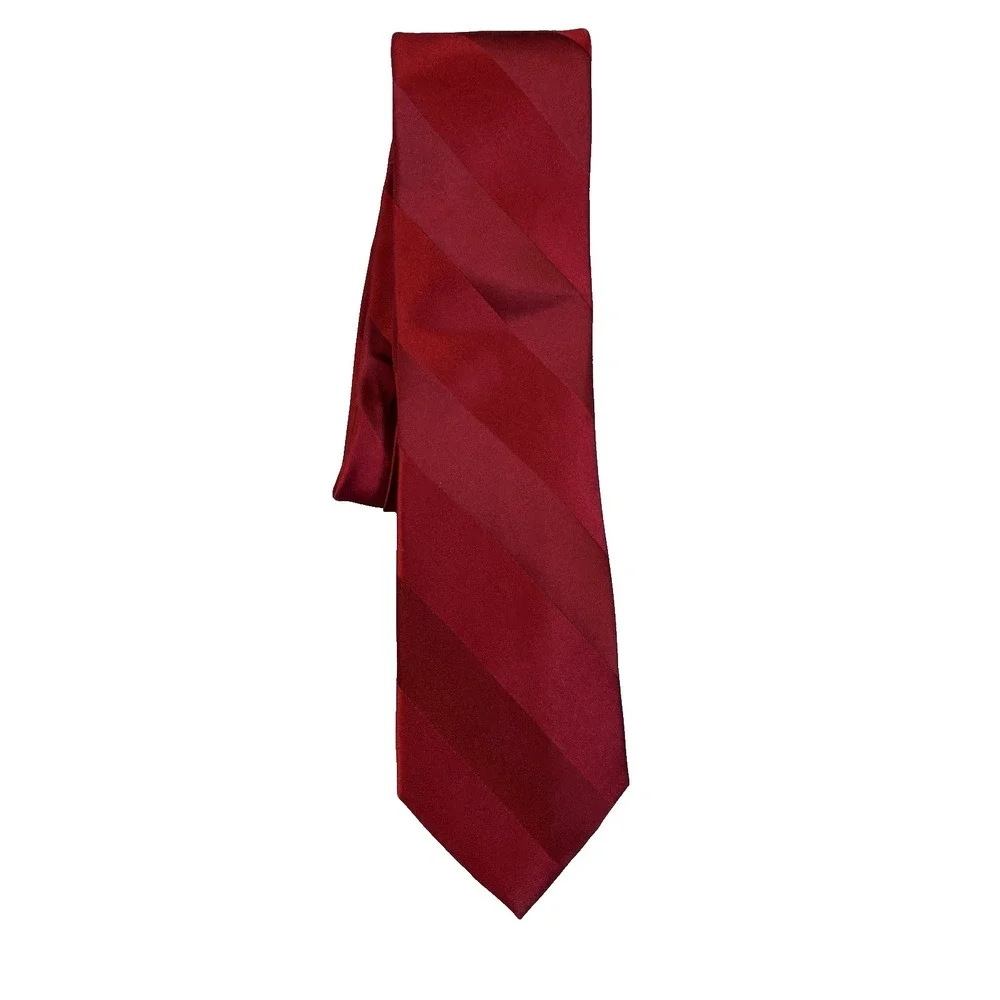 Stafford Men's Red Silk Striped Tie Classic Dressy Career Office Preppy Academia