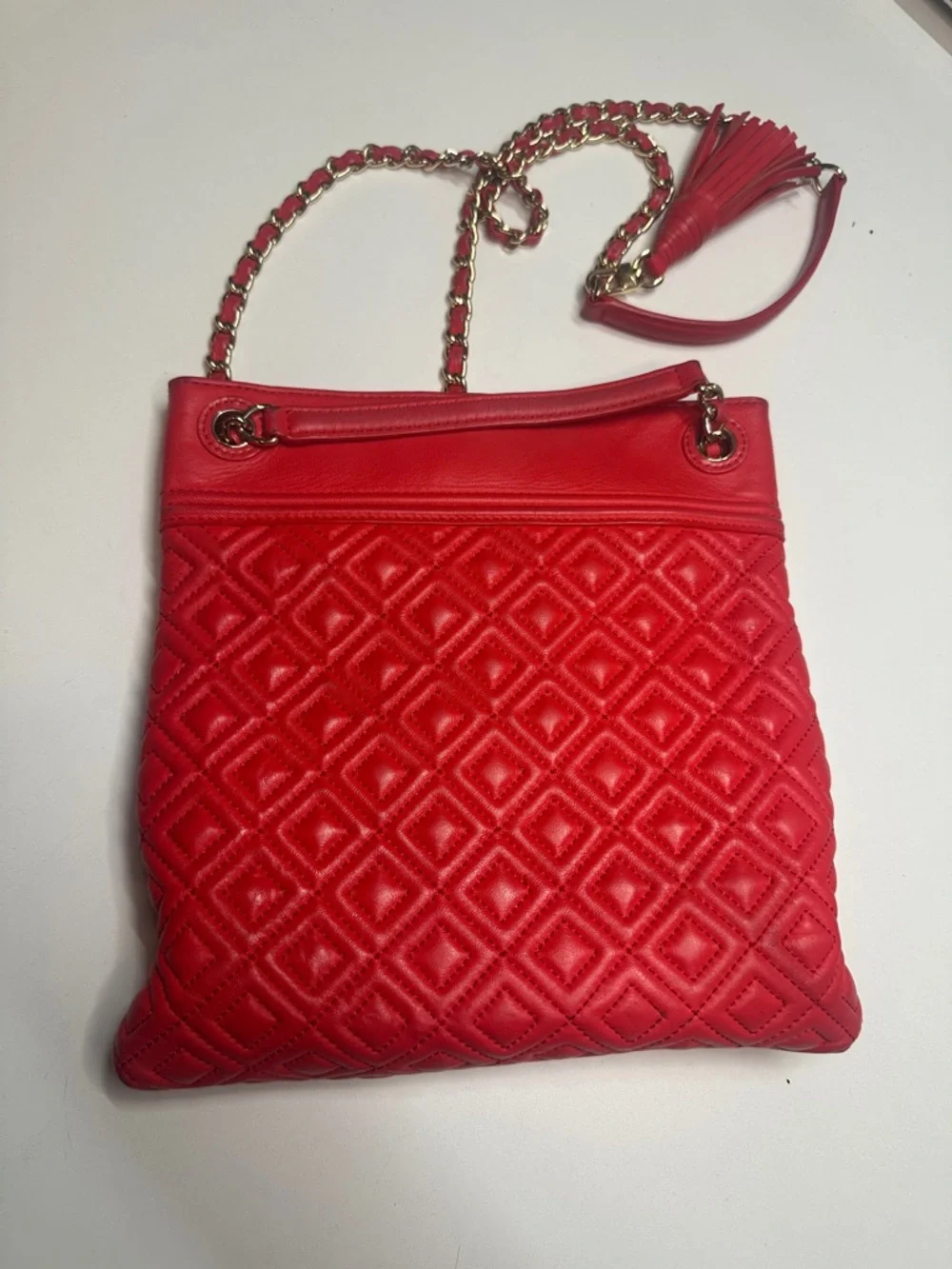 Tory Burch, Red Quilted Shoulder Bag