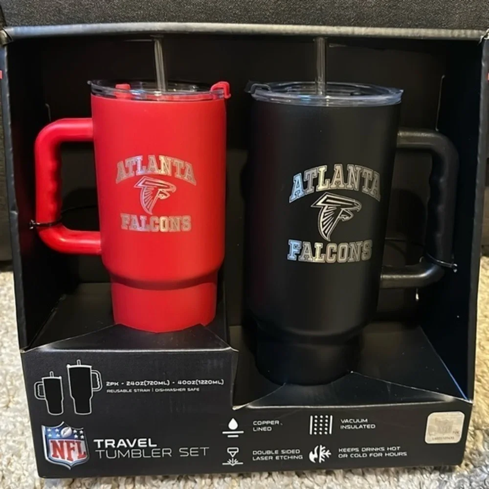 Atlanta Falcons Travel Tumbler Cup Set 2 Pk 24oz 40oz