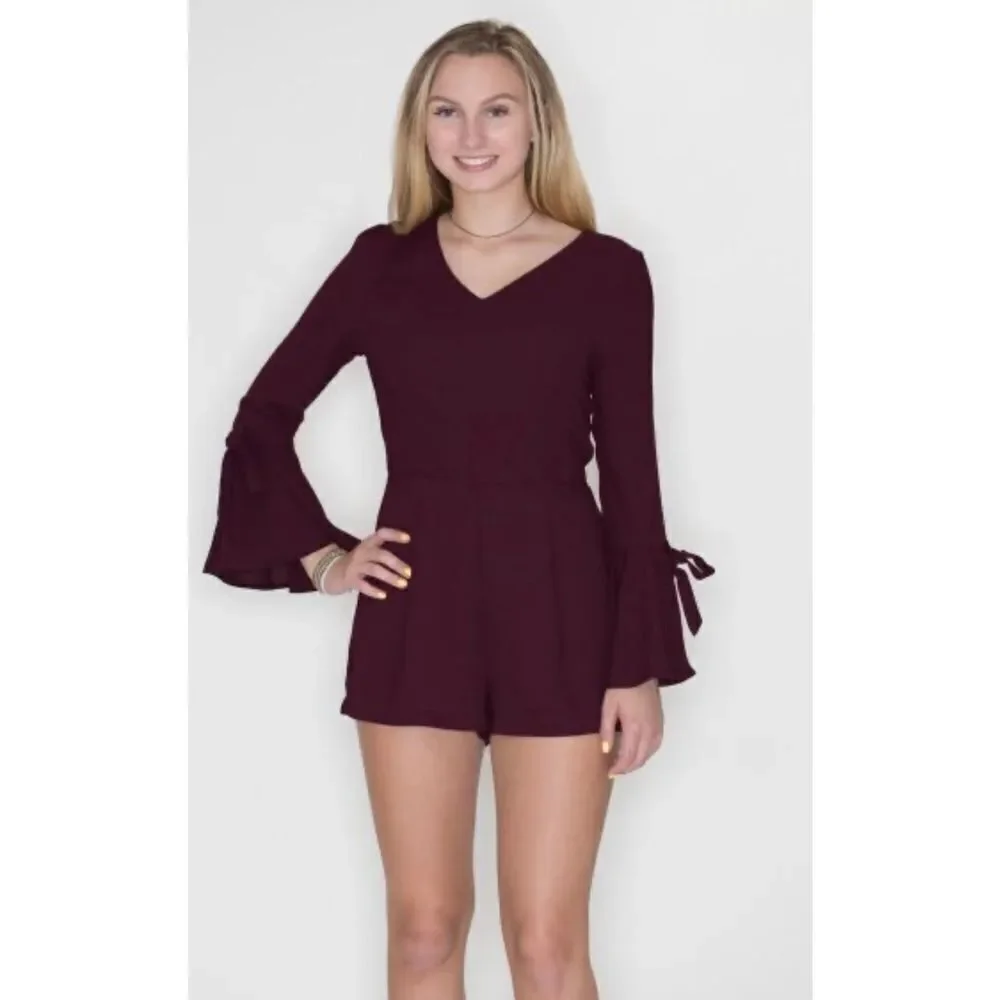 She & Sky Bell Sleeve Romper - Small​​​​​