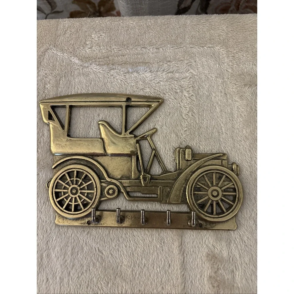 Vintage Car Solid Brass Key Rack 5 hooks