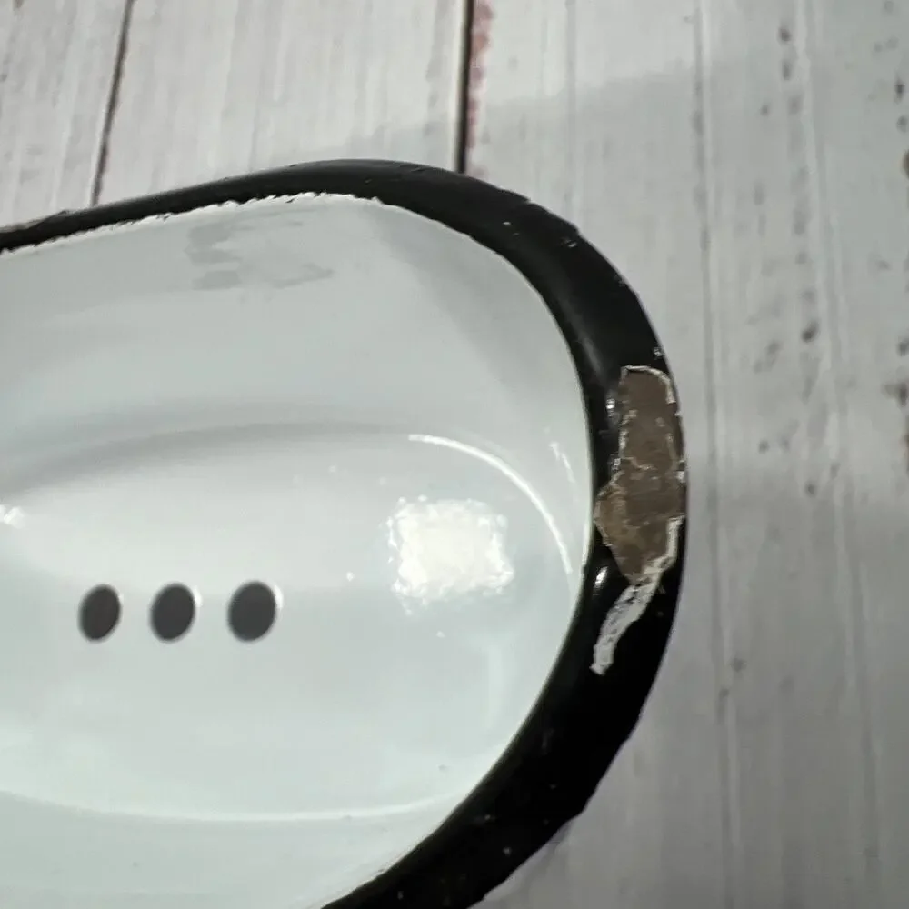 White Bathtub Enamelware Soap or Scrubby Sponge Holder 5.5 Inches‎ Farmhouse
